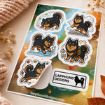 Finnish Lapphund Autumn Trail Sticker Sheet – Fall Hikes, Leaf Play & Outdoor Adventure Finnish Lapphund t-shirt worn, lifestyle photo