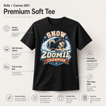 Bella+Canvas 3001 size and fit guide for the Finnish Lapphund Snow Zoomie Champion T-Shirt Finnish Lapphund t-shirt