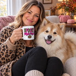 Finnish Lapphund Spooky Mama Halloween Mug Finnish Lapphund mug in use, lifestyle photo