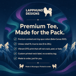 Bella+Canvas 3001 size and fit guide for the Finnish Lapphund Aurora Trio T-Shirt Finnish Lapphund t-shirt