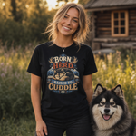 Finnish Lapphund Born To Herd Raised To Cuddle T-Shirt Finnish Lapphund t-shirt worn, lifestyle photo