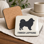 Cork backing and size of the Finnish Lapphund Classic Silhouette Cork-Back Coaster Finnish Lapphund coaster