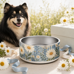 Scandi Daisy Trail Finnish Lapphund 32oz dog bowl gift scene
