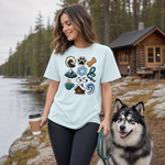 Finnish Lapphund Icon Collage T-Shirt Finnish Lapphund t-shirt worn, lifestyle photo