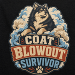 Finnish Lapphund Coat Blowout Survivor T-Shirt design close-up on a Finnish Lapphund t-shirt