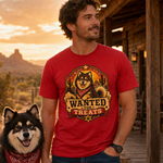 Finnish Lapphund Wanted For Treats T-Shirt Finnish Lapphund t-shirt worn, lifestyle photo