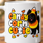 Printed design close-up on the Finnish Lapphund Candy Corn Cutie Halloween Mug Finnish Lapphund mug