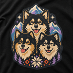 Finnish Lapphund Nordic Trio T-Shirt design close-up on a Finnish Lapphund t-shirt