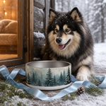 First Snow Forest Finnish Lapphund 32oz dog bowl gift scene