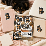 Finnish Lapphund Guilty Moments Sticker Sheet – Oops Faces, Side-Eyes & Caught-in-the-Act Finnish Lapphund stickers applied in real use
