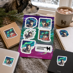 Finnish Lapphund Northern Lights Sticker Sheet – Aurora Nights & Nordic Winter Scenes Finnish Lapphund stickers applied in real use