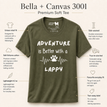 Bella+Canvas 3001 size and fit guide for the Adventure is Better with a Lappy T-Shirt – Perfect for Lapphund Owners & Outdoor Enthusiasts Finnish Lapphund t-shirt