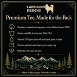 Bella+Canvas 3001 size and fit guide for the Finnish Lapphund Alpine Companions Lappy Style Tee Finnish Lapphund t-shirt