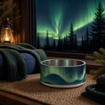 Aurora Weave Finnish Lapphund 32oz dog bowl in a cozy home setting