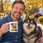 Finnish Lapphund Hot Dog Good Dog Halloween Mug Finnish Lapphund mug in use, lifestyle photo