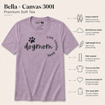 Bella+Canvas 3001 size and fit guide for the Dog Mom Live Laugh Bark Finnish Lapphund T-Shirt - For Proud Dog Moms Finnish Lapphund t-shirt