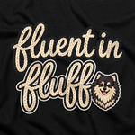 Finnish Lapphund Fluent in Fluff T-Shirt design close-up on a Finnish Lapphund t-shirt