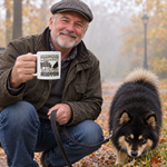 Finnish Lapphund Waiting for My Lappy to Finish Sniffing Halloween Mug Finnish Lapphund mug in use, lifestyle photo