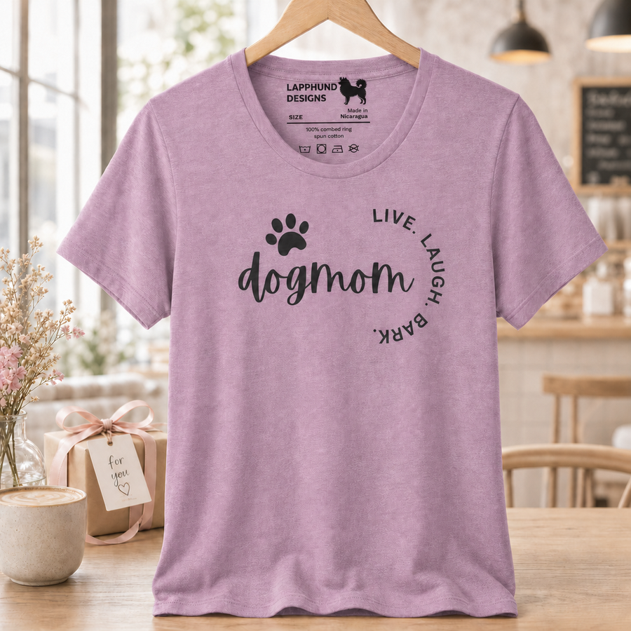 Dog Mom Live Laugh Bark Finnish Lapphund T-Shirt - For Proud Dog Moms Finnish Lapphund t-shirt