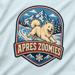Finnish Lapphund Apres Zoomies T-Shirt design close-up on a Finnish Lapphund t-shirt