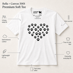 Bella+Canvas 3001 size and fit guide for the Paw Print Heart Finnish Lapphund T-Shirt for Dog Lovers Finnish Lapphund t-shirt