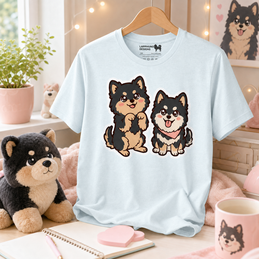 Finnish Lapphund Kawaii Paws Chibi Besties Graphic T-Shirt Finnish Lapphund t-shirt