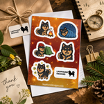 Finnish Lapphund Camping Nights Sticker Sheet – Campfire, Tent & Cozy Outdoor Scenes Finnish Lapphund sticker sheet as a gift