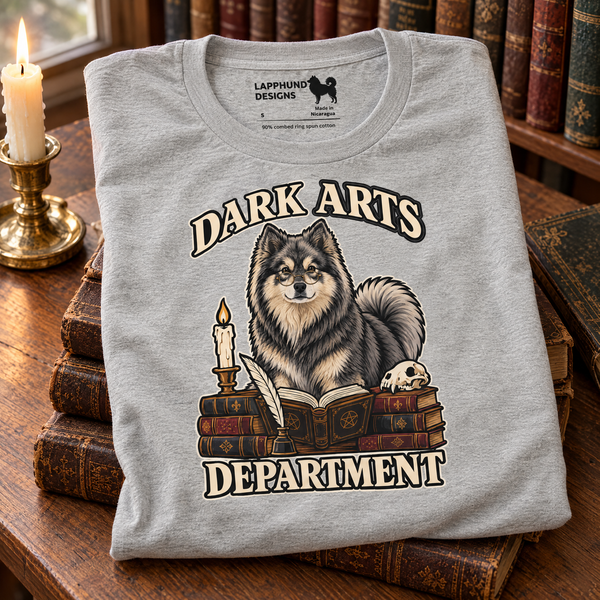 Finnish Lapphund Dark Arts Department Halloween T-Shirt Finnish Lapphund t-shirt