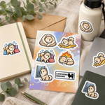Finnish Lapphund Cozy Puppy Sticker Sheet – Sleepy Naps, Warm Beds & Peaceful Rest Finnish Lapphund stickers applied in real use