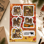 Finnish Lapphund Autumn Harvest Sticker Sheet – Fall Leaves, Pumpkins & Cozy Trails Finnish Lapphund sticker sheet
