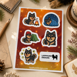 Finnish Lapphund Camping Nights Sticker Sheet – Campfire, Tent & Cozy Outdoor Scenes Finnish Lapphund sticker sheet