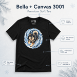 Bella+Canvas 3001 size and fit guide for the Finnish Lapphund Snow Zoomies Vortex T-Shirt Finnish Lapphund t-shirt
