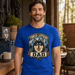 Finnish Lapphund Dad Badge T-Shirt Finnish Lapphund t-shirt worn, lifestyle photo