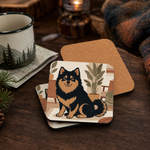 Cork backing and size of the Finnish Lapphund Cozy Home Illustration Cork-Back Coaster Finnish Lapphund coaster