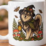 Printed design close-up on the Finnish Lapphund Forest Familiar Halloween Mug Finnish Lapphund mug