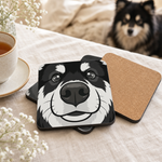 Cork backing and size of the Finnish Lapphund Black and White Face Cork-Back Coaster Finnish Lapphund coaster