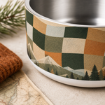 Retro Alpine Checker design detail on a Finnish Lapphund 32oz dog bowl