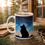 Finnish Lapphund Mug – Stargazing Silhouette Under Night Sky Art Finnish Lapphund mug in use