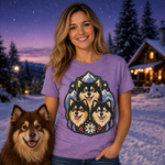 Finnish Lapphund Nordic Trio T-Shirt Finnish Lapphund t-shirt worn, lifestyle photo