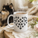 Finnish Lapphund Mug Paw Print Heart Dog Lover Gift Finnish Lapphund mug in use