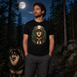 Finnish Lapphund Moonlit Forest T-Shirt Finnish Lapphund t-shirt worn, lifestyle photo