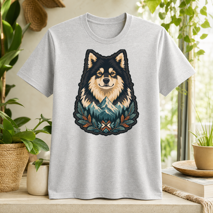 Finnish Lapphund Nordic Mountain Crest T-Shirt Finnish Lapphund t-shirt