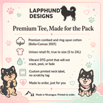 Bella+Canvas 3001 size and fit guide for the Finnish Lapphund Kawaii Paws Chibi Besties Graphic T-Shirt Finnish Lapphund t-shirt