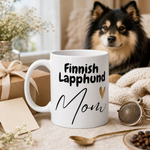 Finnish Lapphund Mug – Heartfelt 'Finnish Lapphund Mom' with Gold Accent Finnish Lapphund mug as a gift