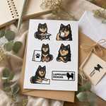 Finnish Lapphund Cozy Routine Sticker Sheet – Coffee Breaks, Calm Workdays & Relaxed Poses Finnish Lapphund sticker sheet as a gift