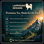 Bella+Canvas 3001 size and fit guide for the Finnish Lapphund Geometric Mosaic Mountain Adventure T-Shirt Finnish Lapphund t-shirt