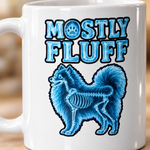 Printed design close-up on the Finnish Lapphund Mostly Fluff Halloween Mug Finnish Lapphund mug