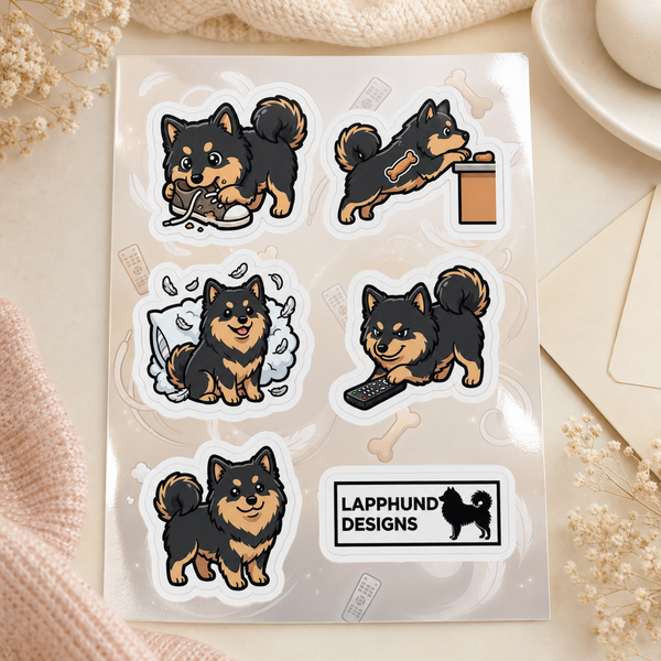 Finnish Lapphund Mischief Moments Sticker Sheet – Playful Trouble, Zoomies & Puppy Antics Finnish Lapphund sticker sheet