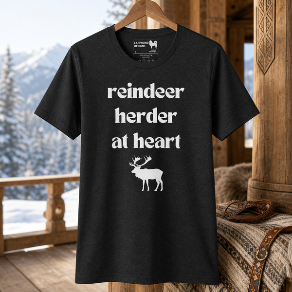 Reindeer Herder at Heart Finnish Lapphund T-Shirt Finnish Lapphund t-shirt