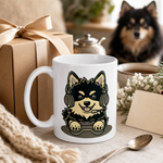 Finnish Lapphund Mug Gamer Dog Headset Nordic Pet Gift Finnish Lapphund mug as a gift